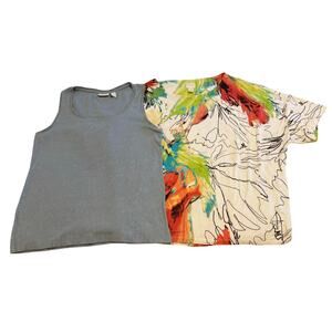 Chico's Bundle Size 3 Tops blue tank and white floral top